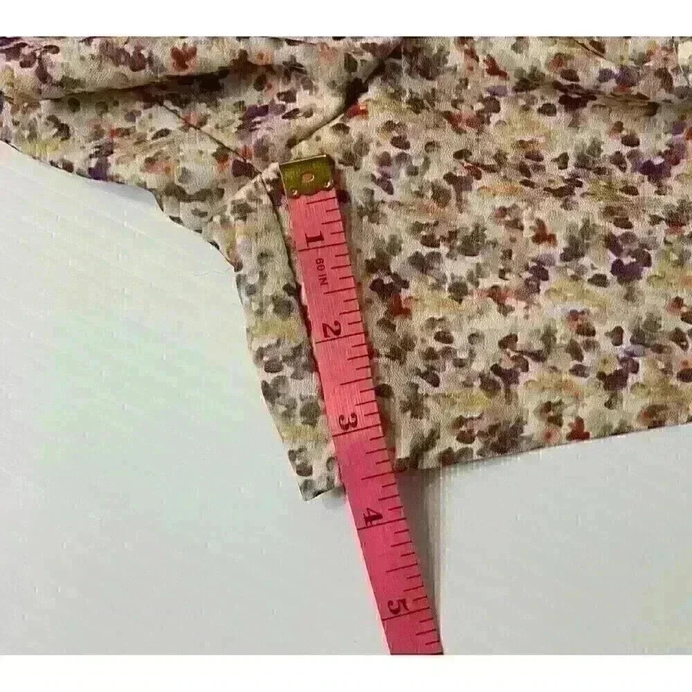 Zara Womens SM Purple Cream Yellow Floral Paperbag Shorts High Waisted with Tie - Picture 5 of 14